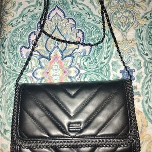 Black Quilted Crossbody Bag with Chain Strap